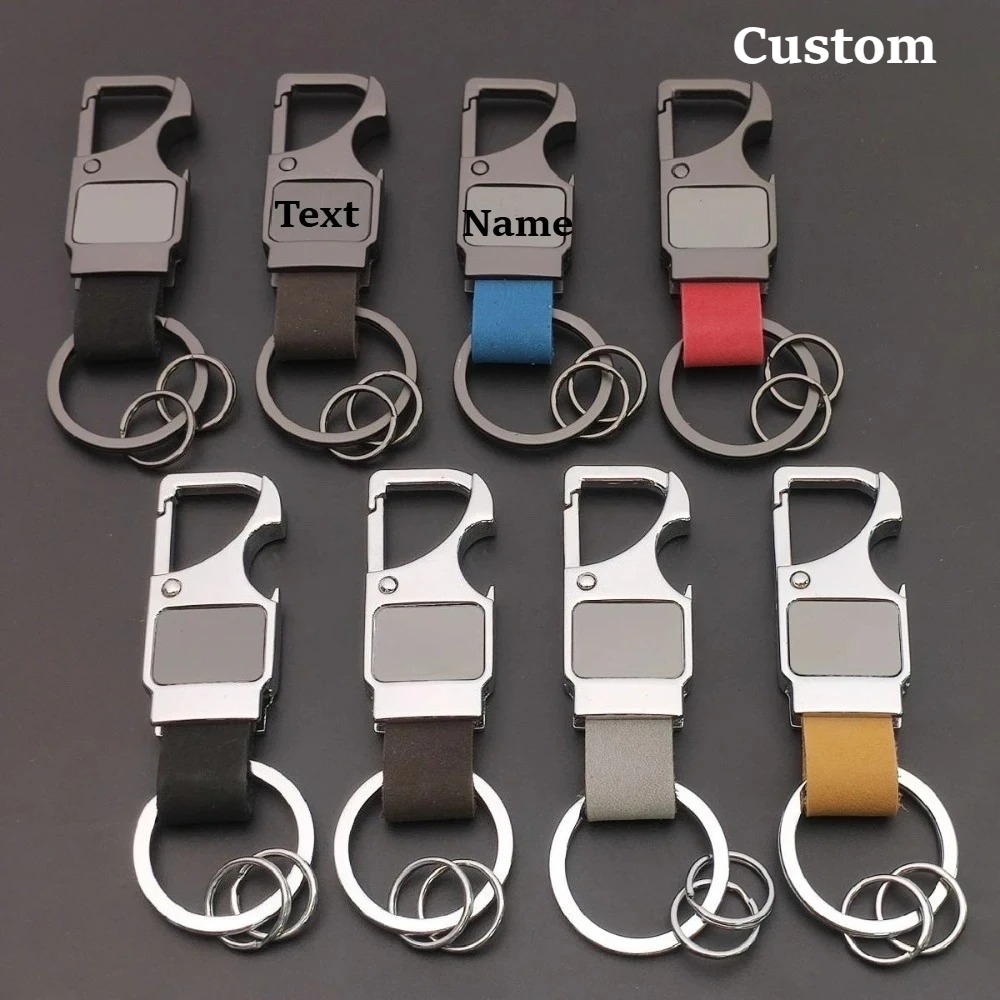 Bottle Opener Keyring - Personalized Genuine Leather Keychain Bottle Opener