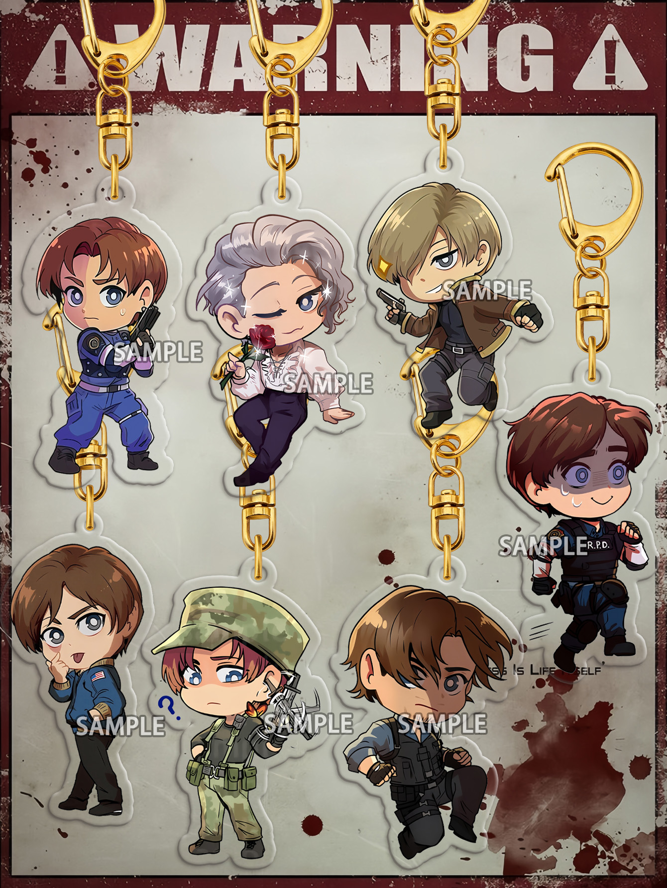 Carabiner Keychain - Leon Keychain，Biohazard 4 Keychain，Re Keychains，Resi/Dent Evill