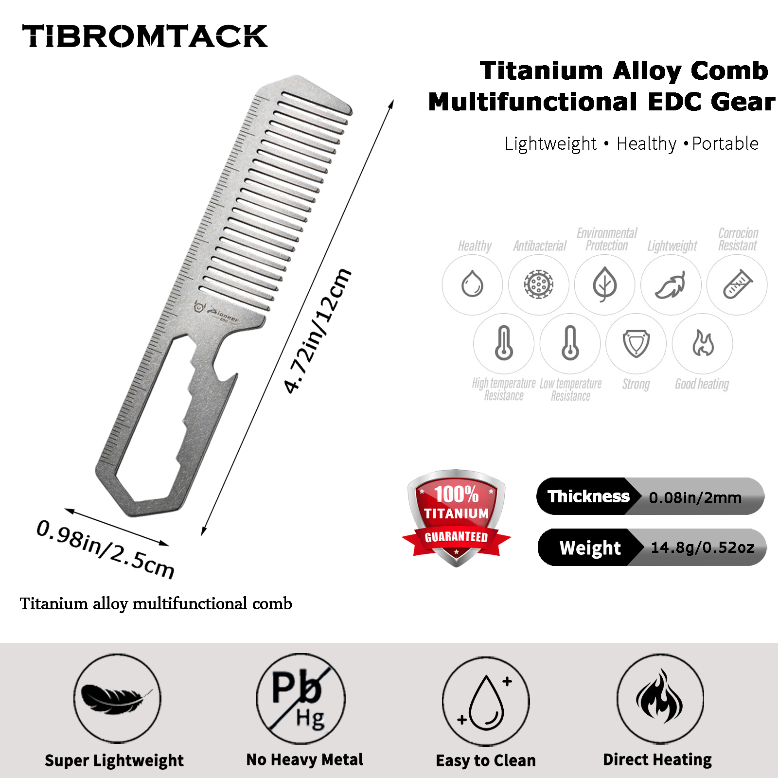 TIBROMTACK Titanium 4-in-1 EDC – Comb Pocket Titanium recenzja i cena